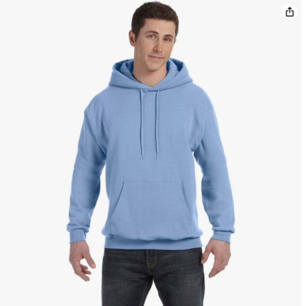Hanes ComfortBlend EcoSmart Men`s Pullover Hoodie Sweatshirt - Light Blue - L